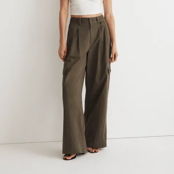 Madewell Pants - Madewell Harlow Wide Leg Cargo Pant Olive Green Sz 6 Utility Army Gorpcore Chic